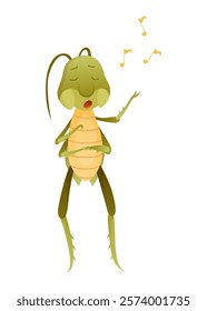 Playful Cartoon Grasshopper Character in a Dynamic Pose