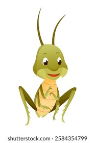 Playful Cartoon Grasshopper Character in a Dynamic Pose