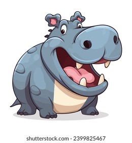 "Playful Cartoon Hippo with Open Mouth"





