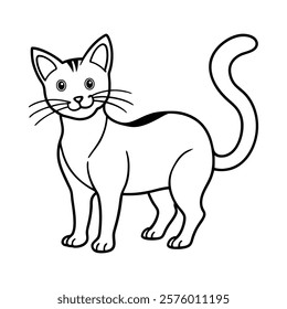 Playful cartoon kitty in line art vector illustration