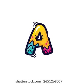Playful Cartoon Letter A - Fun Colorful Bubble Font