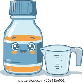 Playful Cartoon Liquid Bottle Face Measuring Cup Fun Health Wellness Product