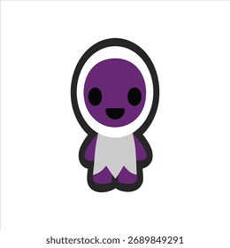 Playful cartoon monster character icon. Friendly purple creature.