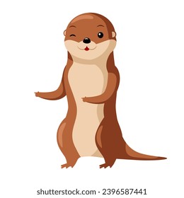 Playful cartoon otter illustration, full of life and charm, set against a clean white background.