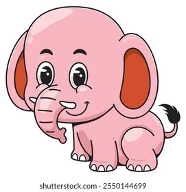 Playful Cartoon pink elephant Illustration