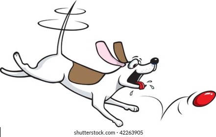 A playful cartoon puppy and his ball. Layered vector file.