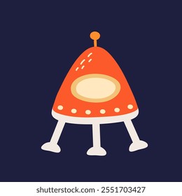 Playful cartoon rocket on a bold dark background.