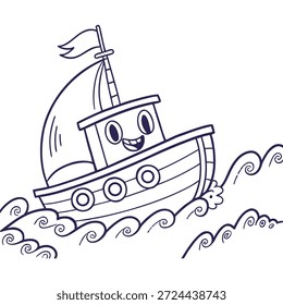 Arte Vetorial de Navio de Cartoon