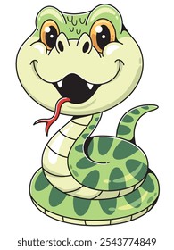 Ilustración de personaje de serpiente de dibujos animados juguetones