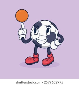 Playful Cartoon Soccer Ball Character ideal for children's sports themes