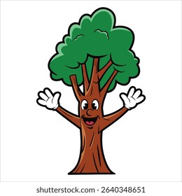 Playful cartoon style tree vector. Nature and plant illustration for environmental themes.