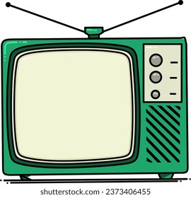 A playful cartoon television with the word "TV" written on it, perfect for use in children's media or entertainment-related projects.