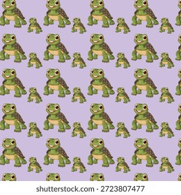 Playful Cartoon Tortoise Seamless Pattern Background