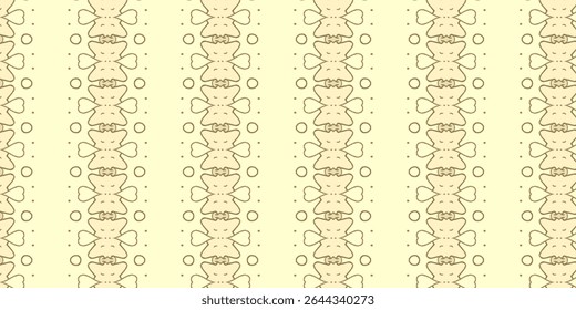 Playful cartoon-like bowtie figures in vertical repetition on a beige background with dotted details. Great for kids' design themes. Pattern, cartoon, cute, repeat, playful.