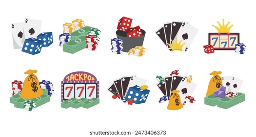 Spielerische Casino Illustration Set Kollektion