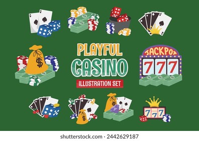 Playful Casino Illustration Vector Set