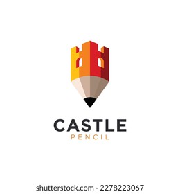 Playful Castle Pencil Logo Design Illustrations