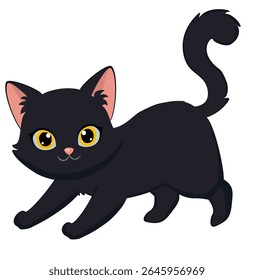 Gato brincalhão dobra para a frente enérgico gato de Halloween.