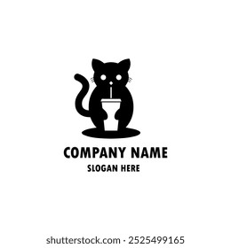 Playful cat cafe logos blend feline charm with coffee culture, creating inviting and memorable branding for a unique culinary experience