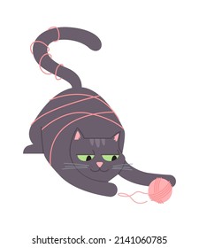 Playful Cat Character. Cartoon Pet. Vector illustration