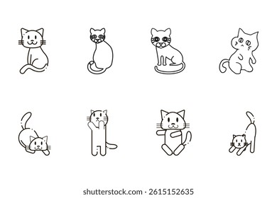 Playful Cat Collection Delightful collection of minimalist cat illustrations showcasing a variety of poses and expressions. Perfect for designs