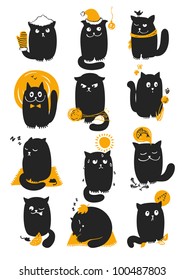 Playful cat in different months of year