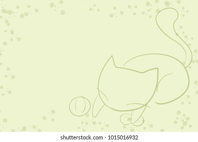 Playful Cat Green Background