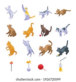 Playful cat icon. Isometric of playful cat vector icon for web design isolated on white background
