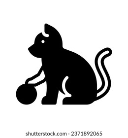 Playful cat icon set style collection in line, solid, flat, flat line style on white background
