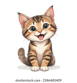Playful cat peeking isolated on a  white background. Vector illustration.