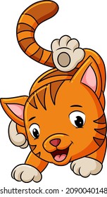 The playful cat is posing a good style of illustration