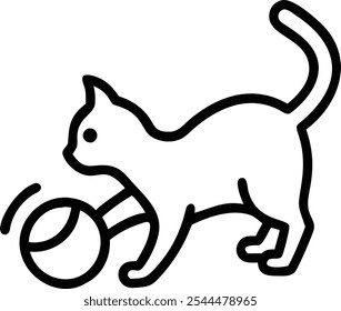 Una Ilustración vectorial de iconos de silueta de gato juguetón, ideal para tiendas de mascotas, veterinarios y refugios de animales. Perfecto para el branding, logotipos y diseños digitales enfocados en el cuidado de mascotas.