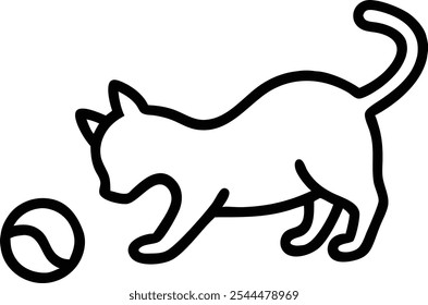 Una Ilustración vectorial de iconos de silueta de gato juguetón, ideal para tiendas de mascotas, veterinarios y refugios de animales. Perfecto para el branding, logotipos y diseños digitales enfocados en el cuidado de mascotas.