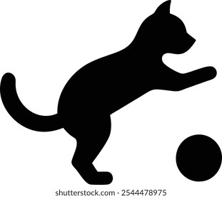 Uma ilustração vetor ícone de silhueta de gato brincalhão, ideal para lojas de animais de estimação, veterinários e abrigos de animais. Perfeito para marcas, logotipos e designs digitais focados no cuidado com animais de estimação.