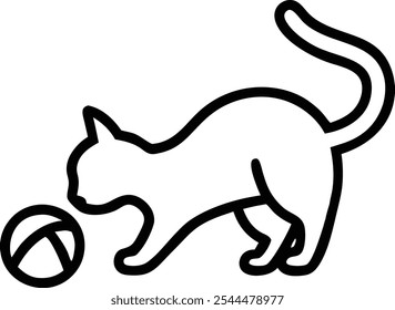 Una Ilustración vectorial de iconos de silueta de gato juguetón, ideal para tiendas de mascotas, veterinarios y refugios de animales. Perfecto para el branding, logotipos y diseños digitales enfocados en el cuidado de mascotas.