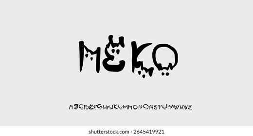 Playful Cat-Themed Alphabet Vector Font with Whimsical Feline , abstrac art draw hand fonst experimental 