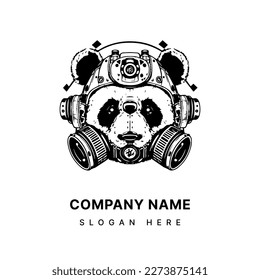 spielerisches und charmantes Logo-Design mit handgezeichneter Illustration eines Panda-Kopfes