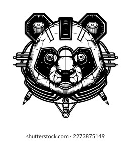 diseño de un logo alegre y encantador con una ilustración dibujada a mano de una cabeza panda