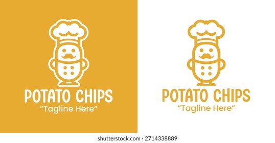 Logo de patatas fritas de chef juguetón diseñado para una marca de refrigerios divertida e identidad de comida casual.
