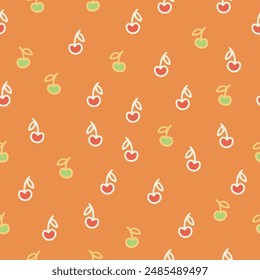 Playful Cherry Pattern on Orange Background