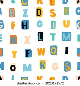 A playful children's alphabet. Cute color children's pattern