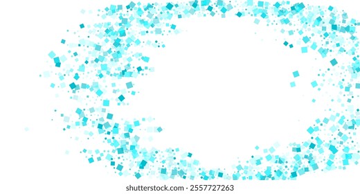 Playful Christmas geometric turquoise elements arrangement vector backdrop Effervescent illusion. Decorative cyan confetti scattered vector background.