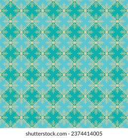Playful Christmas, textura de copo de nieve sobre fondo de rombo geométrico. Patrón vectorial elegante para papel envolvente, impresiones textiles y papel, invitaciones y cajas de regalo.