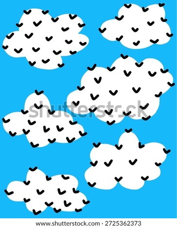 Playful Clouds with Checkmark Details on a Bright Blue Sky