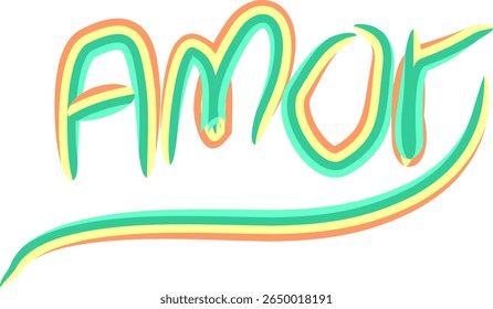 Design de letras de amor colorido brincalhão para o amor e conceito de afeição