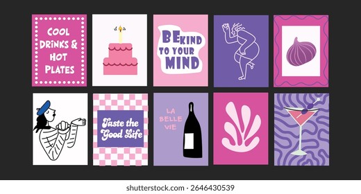 Playful and colorful banners for seasonal menus and food events.

