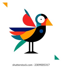 Playful and Colorful Bird Logo, Illustration des geometrischen Stils