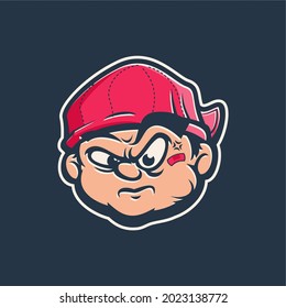 Playful, Colorful, Cartoon Bad Boy Sticker, Poster, T-shirt Design And Branding Vector Mascot Character Illustratio