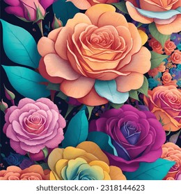 Playful and Colorful Flower Pattern in Vector Design