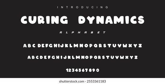 Playful colorful font design, childish alphabet letters and numbers vector illustration